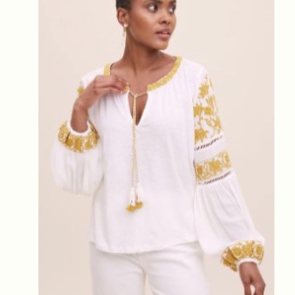 Anthropologie AJA EMBROIDERED BLOUSE size … - Picture 2 of 14